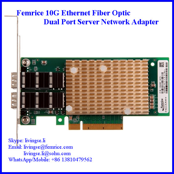 10G 2 Port Fiber Optic Network Card, 10G Dual Port Server Application NIC Adapter, Big Gold Heat Sink Adapter