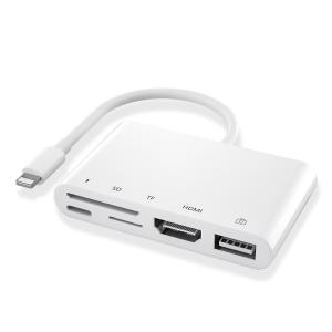 China 1080P Lightning To HDMI Cable USB SD TF Card Reader Digital AV TV OTG Adapter Hub on sale