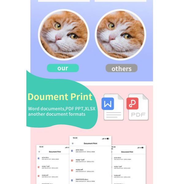 Wireless Pocket Thermal Mini Inkless Printer Adhesive Sticker For IPhone Android