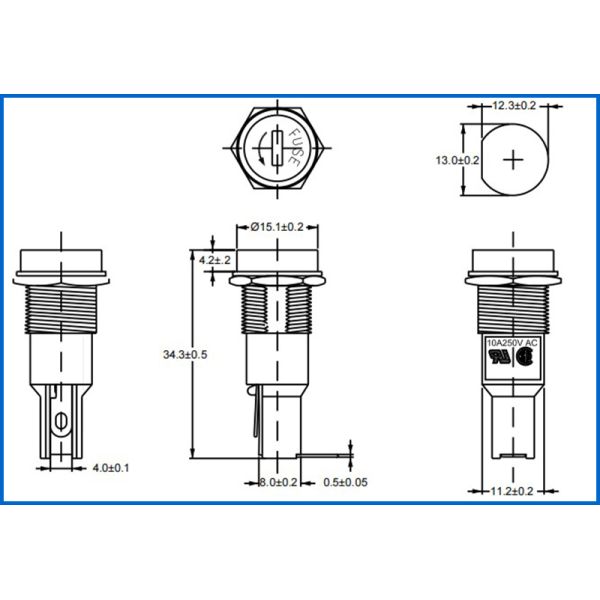 Bayonet Cap Bakelite 2AG Cylindrical Fuse Holder 10A 250V Size 5x20mm