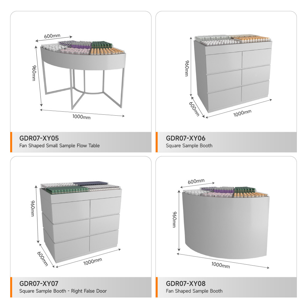 Retail Display Table Grey Wooden Sample Island For Customized Shop Display And Branding Display Table