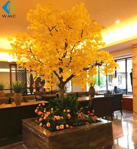 Artificial Ginkgo Biloba Tree , Yellow Ginkgo Tree For Parterre Art Decoration
