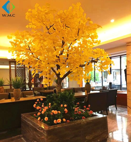 Quality Artificial Ginkgo Biloba Tree , Yellow Ginkgo Tree For Parterre Art Decoration for sale