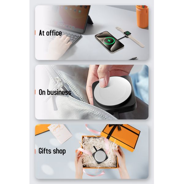 Portable Magnetic 3 In One Wireless Charger For IPhone Watch And Headphones