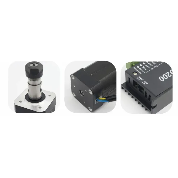 Square DC Brushless CNC Spindle Motor Kit 104W ER8 & DBD200 24V For Router Milling