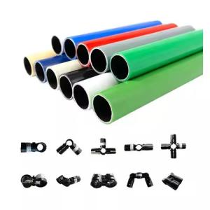 Buy cheap Lean Pipe PE / ABS Coated Metal Tube For Pipe Joint System Rack System Workbench Assemble Hand Trolley Assemble Using product