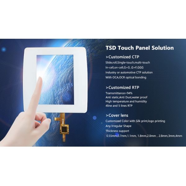 7 Inch PCAP Touch Screen 800x480 Resolution 300cd/m2 Brightness Transmissive
