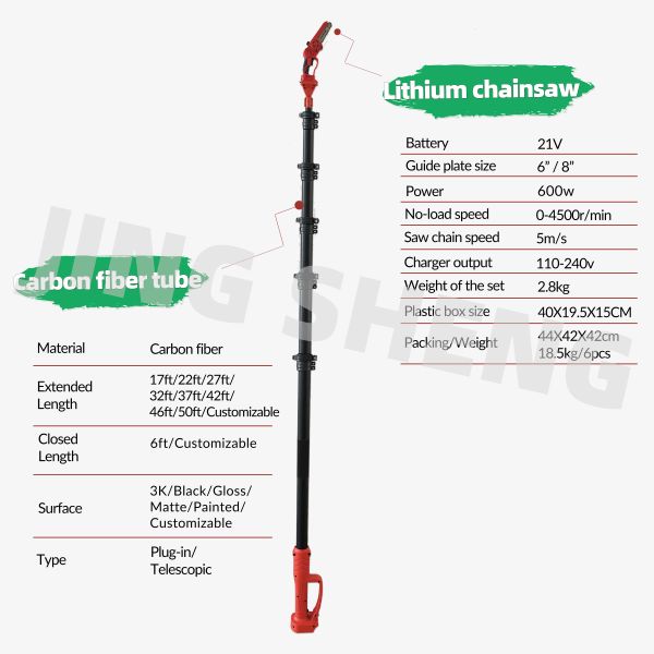50ft Telescopic Electric Pole Chain Saw For Commercial Landscaping Battery Powered 2-Year Warranty