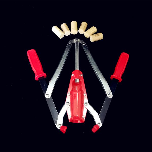 Plastic Handles Wine Bottle Hand Corker , Double Levered Wine Making Corker