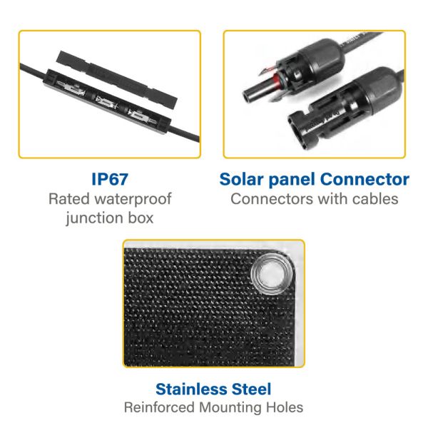 20W~500W Power Output IP67 Waterproof MC4 Output Terminal Semi Flexible Solar Panel Bendable PV Modules