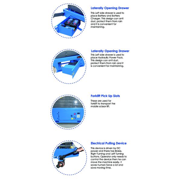 Max Height 10m Scissor Lift With Motorized Device Loading Capacity 300kg Optional Extension Platform