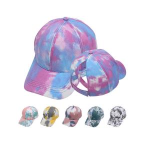 China Tie Dye Criss Cross Band Ponytail Baseball Cap 58cm For Adults on sale