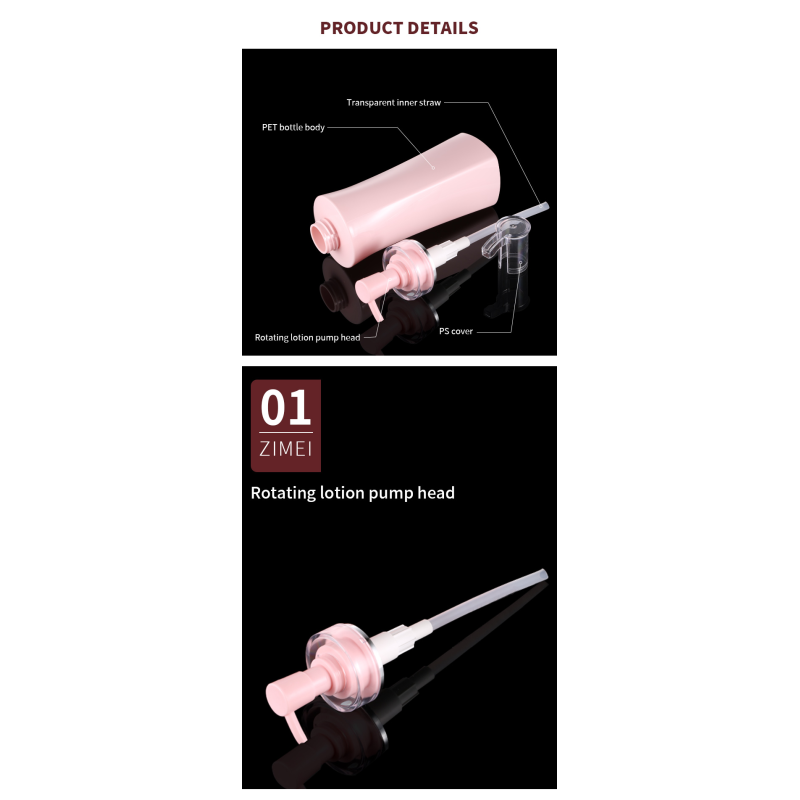 Wholesale 350ml 500ml Luxury Pink Square Airless Refillable Shower Gel Empty Pump Bottles Body Lotion Container