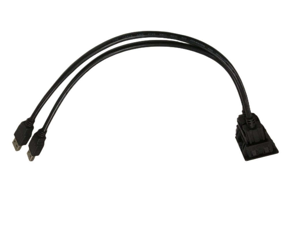 Car Dash Mount Set Two USB Extension Cable Port Boat Motorcycle Car USB Dual