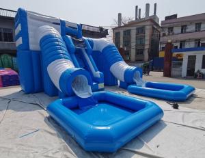China Jumper Combo Castle Pool Inflatable Water Slides Large Inflatable Double Slide Digital Printing on sale