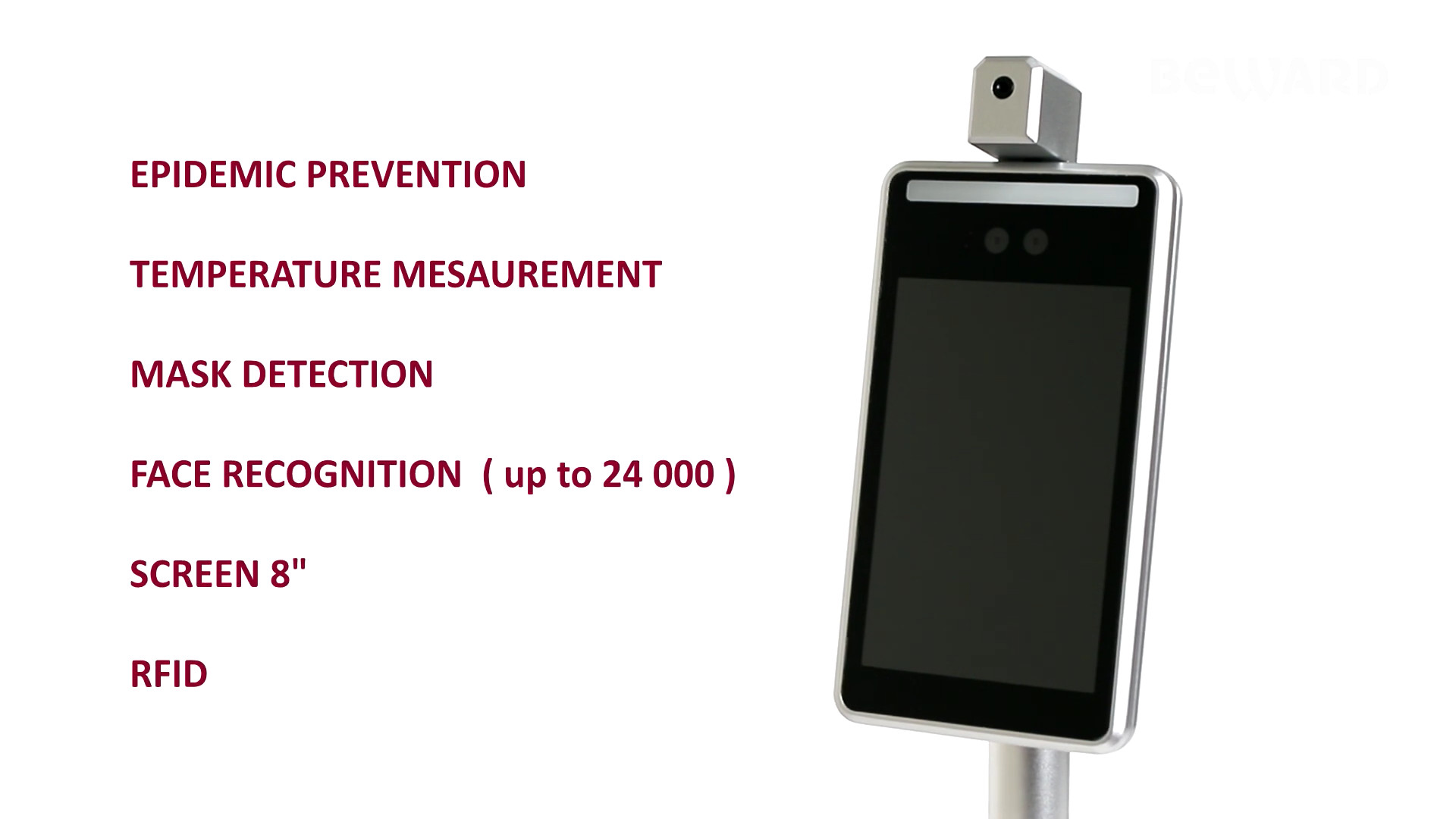 HTTP Thermometer 300ms Face Recognition Terminal 8 Inch