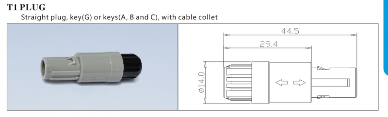 2P Series 8 Pin Plastic Push Pull Connectors For Transcranial Doppler Ultrasound