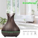400ml Tulip Shape Dark Wood Grain Aromatherapy Diffuser