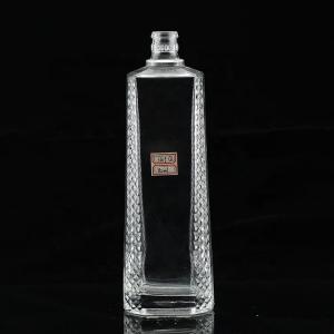 China Glass Body Carved Empty Liquor Bottle 500ml 750ml for High Grade Distilled Spirits on sale