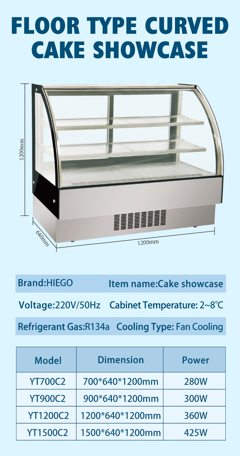 50-60hz Cake Display Showcase Refrigerator Stand Countertop Cake Display Case