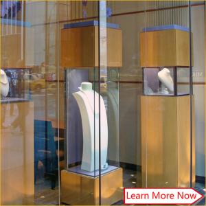 China Customized tempered glass jewelry display glass tower case,glass display counter for jewelry show on sale