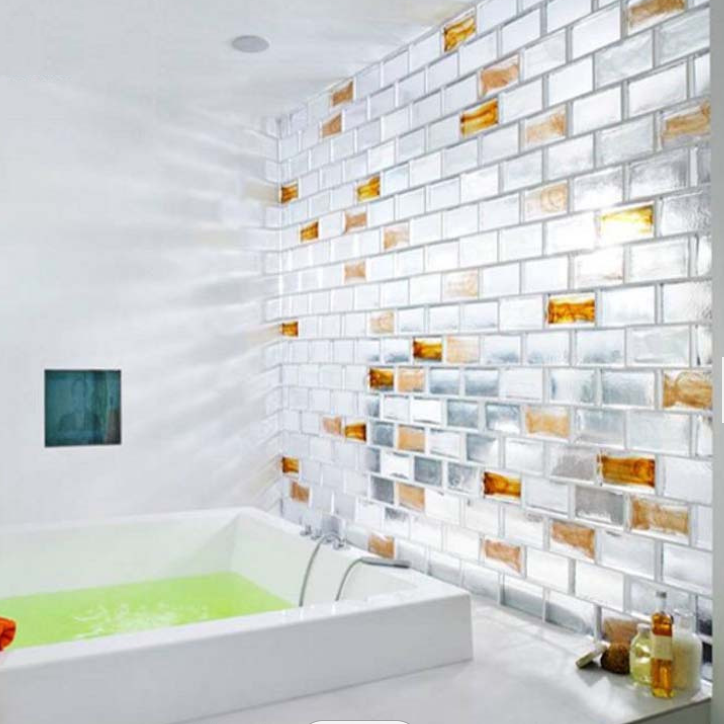 SGCC Solid Glass Brick Block Polished Edge For Wall Decration