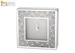 Silver Mirrored Desk Clock With Small Rhinestone Scratch Resistant