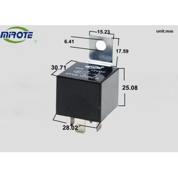 4 Terminal 40 Amp 12v Car Relay Replacement With Metal Sheet , 12 Volt 4 Pin Mini Relay