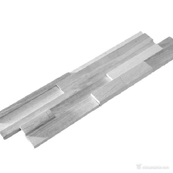 Quality White Wooden Vein Cultured Marble Stone Ledge Panel For Wall Cladding for sale