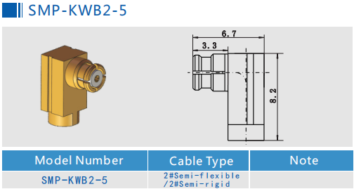 SMP Female Socket Angled RF Coaxial Connector for Flexible Inner Conductor