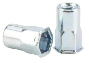 China M12 Grade 8.8 Galvanized Steel Zinc Metal Hexagon Flat Head Rivet Nut with ROHS Certificate and Black Finish on sale