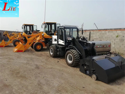 Chinese mini front wheel loader with snow sweeper attachments loader broom