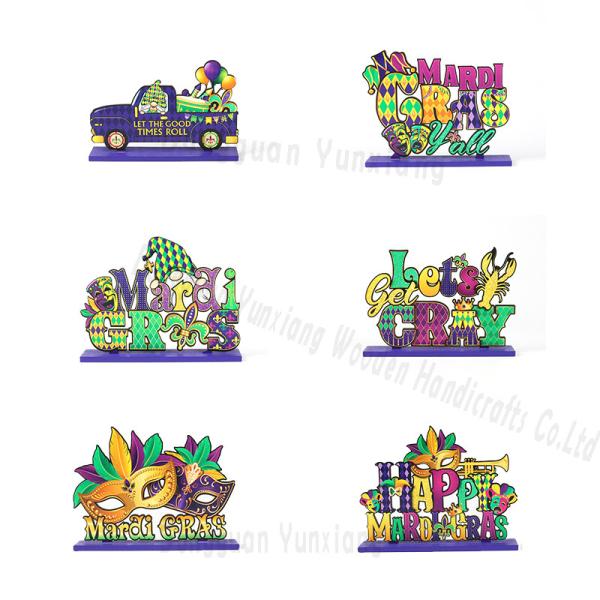 Quality Natural Large Mardi Gras Wooden Decorations with Comedy Tragedy Face Mardi Gras Float Mask Table Decor for Mardi Gras Party Prom Supplies for sale