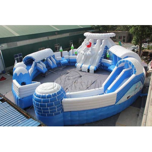 Huge Commercial Inflatable Water Park , Frozen Themed Aqua Park Equipment
