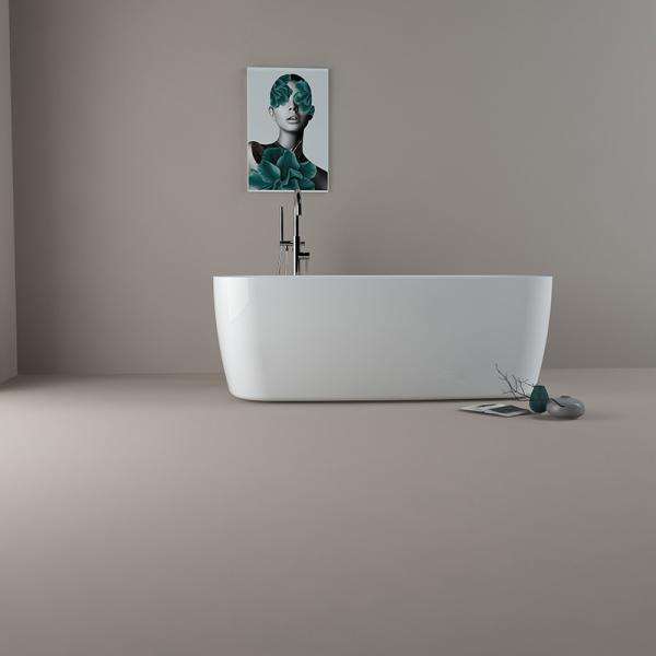 Quality Soaking Free Standing Bathtub With Faucet Rectangular Shape for sale