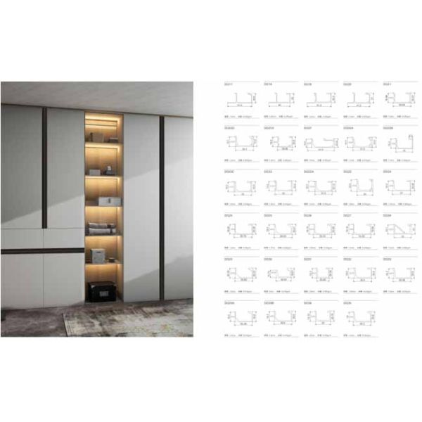 Assembled Integrated Hidden Concealed Kitchen Cabinet Door Handle Long Handle Aluminum Profile Furniture Handle