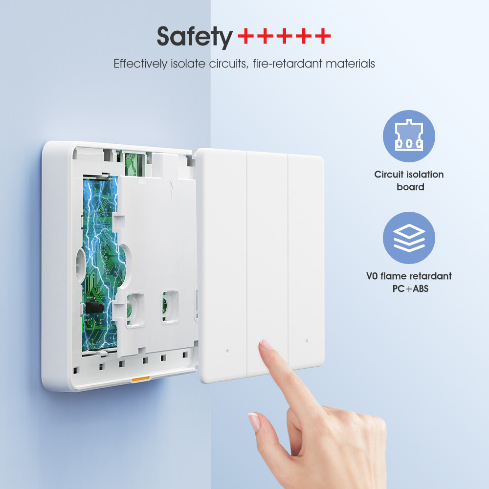 Tuya WIFI RF433 Smart Wall Light Button Push Switch 110-250v No Neutral Wire Single Fire Timing Voice App Tmall Genie, Alexa, Google Home