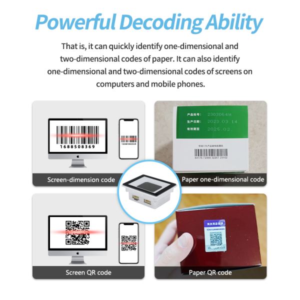 Supermarket NFC Barcode Reader RS232 RS485 Access Control QR Code Reader