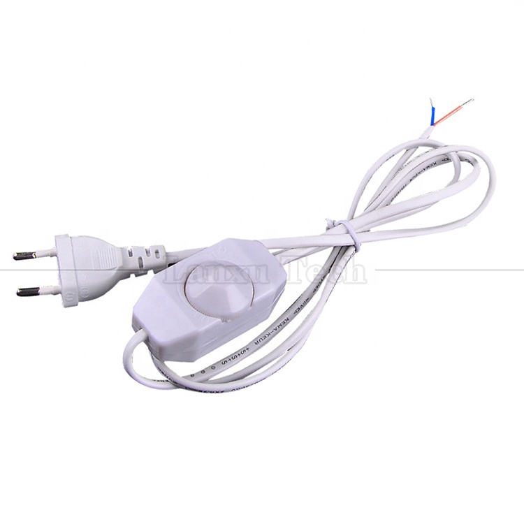 1.8m EU Plug ON OFF LED Dimmer Controller Adapter AC Power Extension Cord Cable for Table Lamp