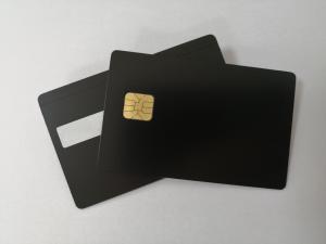 SLE4428 Big Contact Chip Matte Black Metal Business Cards With 9mm Magnetic Stripe