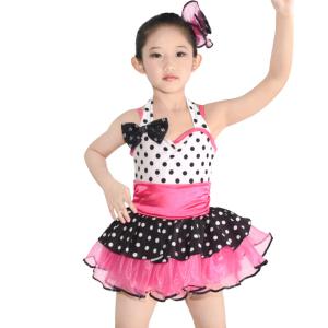 China Polka Dots Kids Dance Clothes Multicolor Ballet Spandex Dance Dress on sale