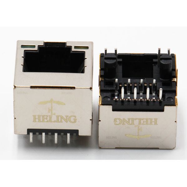 One Port Vertical RJ45 Jack PCB Mount , Customized Female LAN Cable Jack