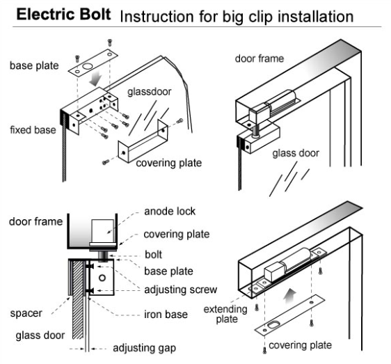 1000KG Access Control electric bolt lock with Magnetic , Signal And Time Delay