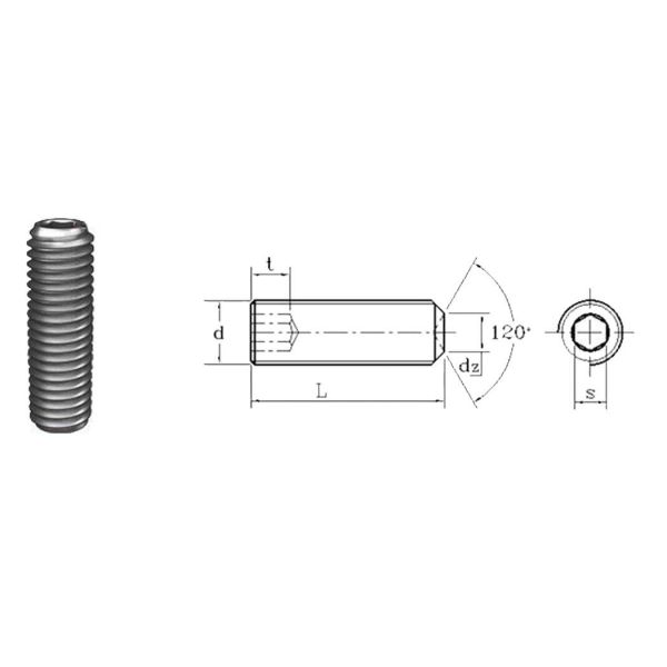 Durable Hex Socket Set Screw Cup Point Grub Screws Materials Stainless Steel A2-70 Din 916