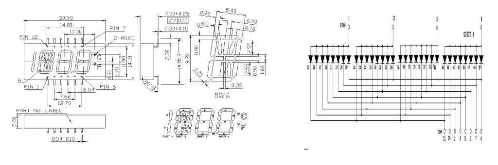 Indoor 0.36" 7 Segment Display , Four Digit LED Display For Graphics