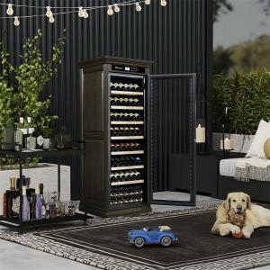 Brown Wood Frame Bar Drinks Cabinet Kitchen Wine Cooler With Locker