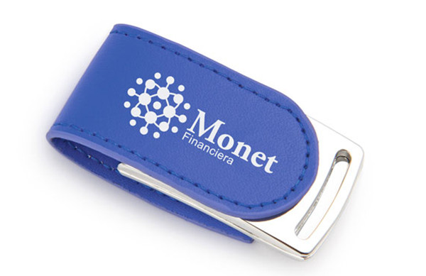 CE Blue Eco Leather USB Flash Disk 4GB For Promotional Product