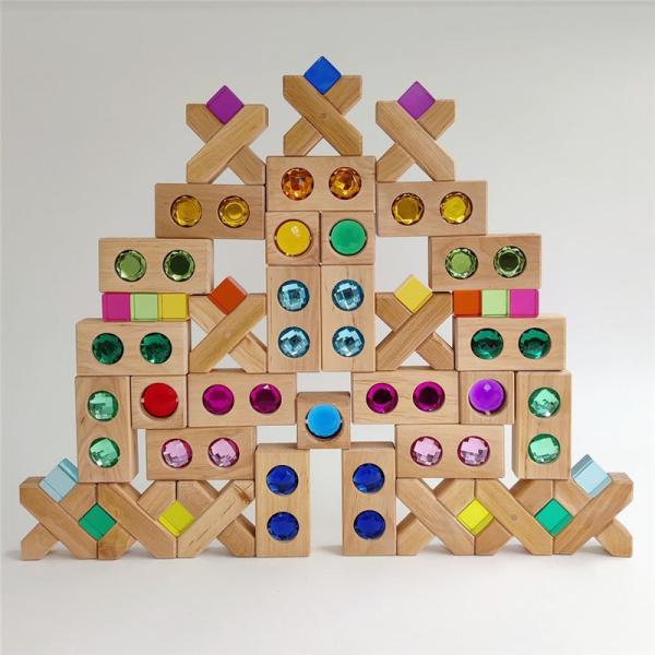 Quality Large Colour Street Wooden Gem Blocks Kids Transparent Windows Blocks Game X Bricks Acrylic Cubes Blocks Baby Stacking T for sale