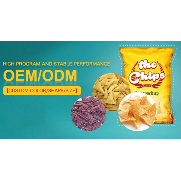 30*4*4m Silver Extruded Wheat Flour Bugles Chips Frying Snacks Food Processing Line Machine