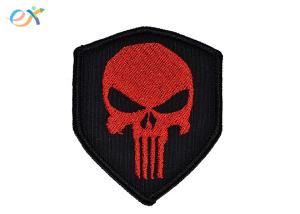 Buy cheap 100% Rayon Thread Custom Motorcycle Patches Red Black White Color For Leather Vest product